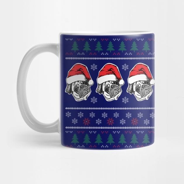 Funny Pugly Pug Christmas Sweater Pattern by HungryDinoDesign